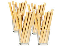 Rosenstein & Söhne 48 Bambus-Trinkhalme 130 mm, wiederverwendbar, mit Reinigungsbürste