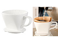 Rosenstein & Söhne Porzellan-Kaffeefilter für Filtertüten der Größe 2, bis 4 Tassen, weiß