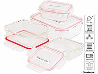 Rosenstein & Söhne 5in1 Glas XL-Frischhaltedosen-Set, 8-tlg, Clip-Deckel, -40 bis +400 C°; Lunchbox-Sets Lunchbox-Sets Lunchbox-Sets Lunchbox-Sets Lunchbox-Sets 
