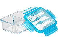 Rosenstein & Söhne Glas-Frischhaltedose, 2 Kammern, Besteck, Klick-Deckel, -20 bis 520 °C; Lunchbox-Sets Lunchbox-Sets Lunchbox-Sets Lunchbox-Sets Lunchbox-Sets 