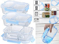 Rosenstein & Söhne 3er-Set Glas-Frischhaltedosen mit Klick-Deckeln & 3 Kammern, 1 l; Mini-Kühlschränke Mini-Kühlschränke Mini-Kühlschränke Mini-Kühlschränke Mini-Kühlschränke 
