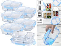 Rosenstein & Söhne 6er-Set Glas-Frischhaltedosen mit Klick-Deckeln & 3 Kammern, 1 l; Mini-Kühlschränke Mini-Kühlschränke Mini-Kühlschränke Mini-Kühlschränke 