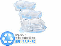 Rosenstein & Söhne 3er-Set Glas-Frischhaltedosen mit Klick-Deckeln, Versandrückläufer; Lunchbox-Sets Lunchbox-Sets Lunchbox-Sets 